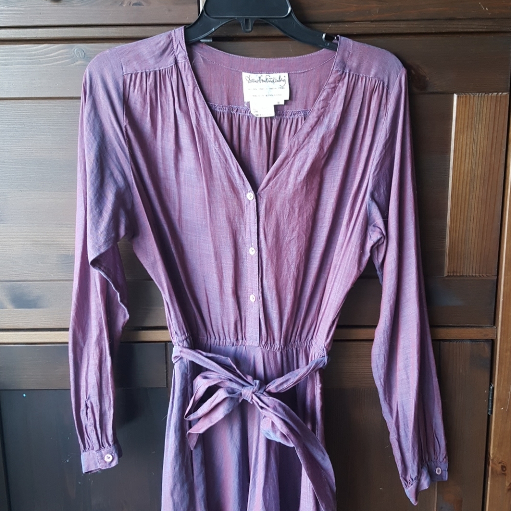 Diane Von Furstenberg Mauve/Purple Long Sleeve Midi Dress